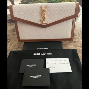 NWT YSL Uptown Pouch/Clutch Canvas & Leather